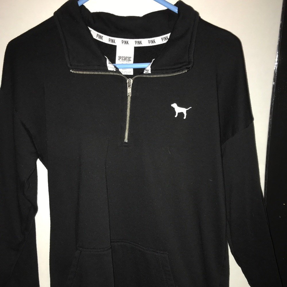 PINK all black quarter zip pullover size medium